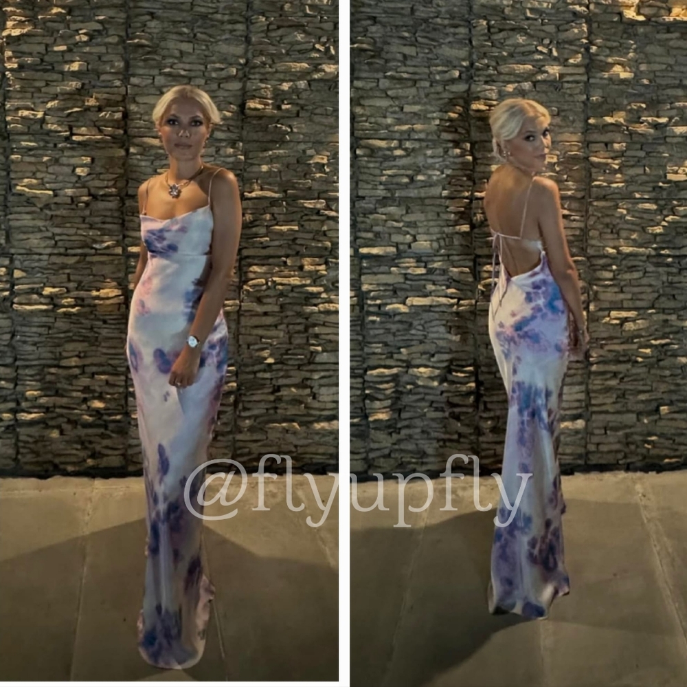 ZARA NEW LONG SATIN DRESS WITH OPEN BACK - Picture 10 of 14